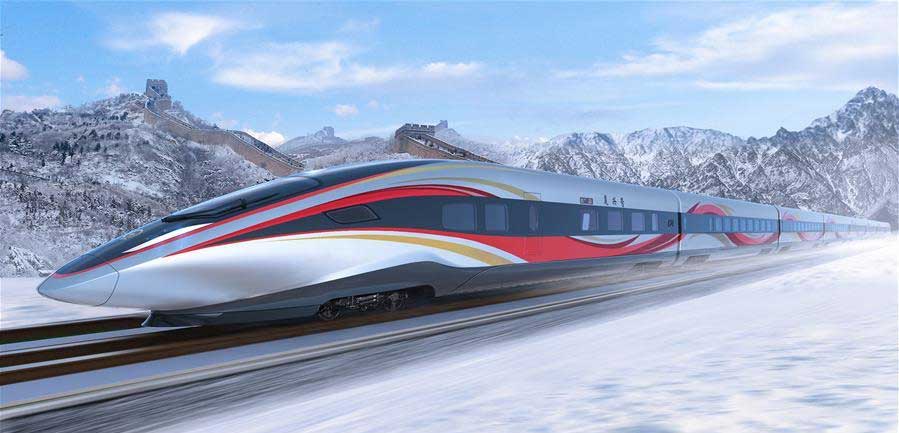 protótipo que poderia bater o recorde do trem Pequim-Zhangjiakou, projetado para levar os passageiros em uma viagem a 600 km / h
