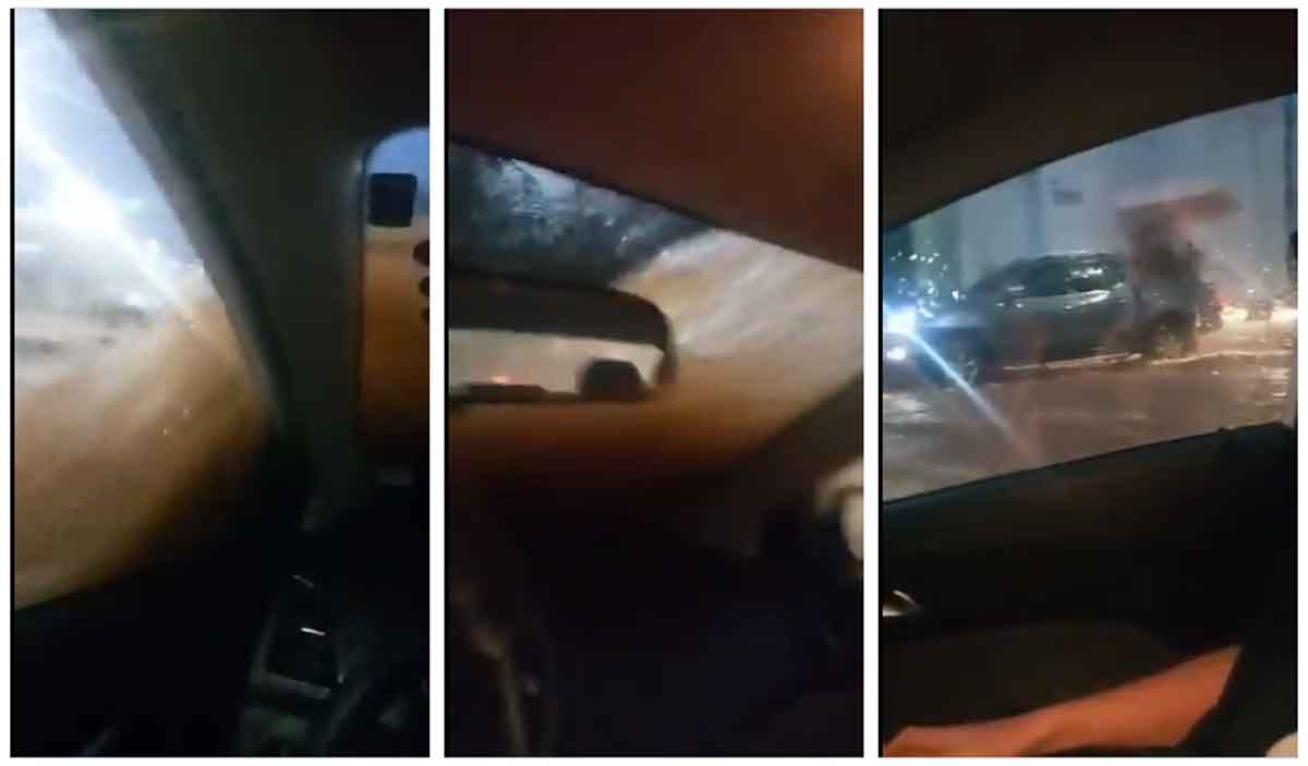 Vídeo desesperador de homem preso em carro durante enxurrada viraliza pela calma do motorista; veja. Foto: Reprodução Twitter