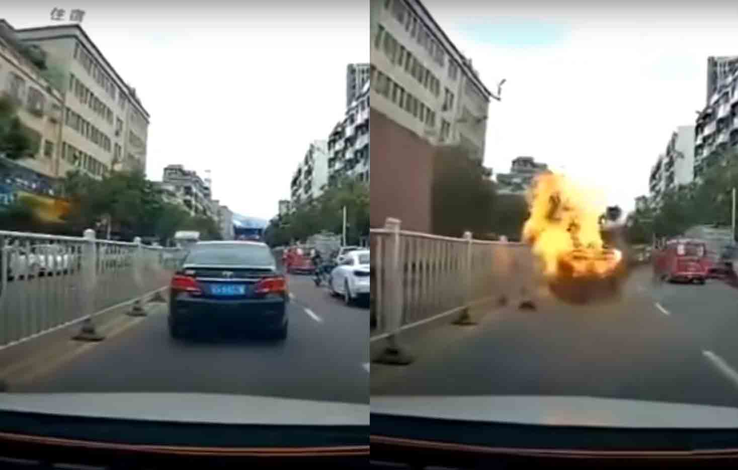 Toyota Camry explode no meio do trânsito; veja o vídeo. Foto: Reprodução Youtube