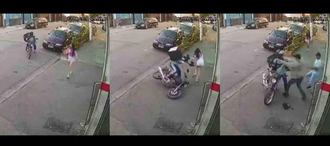 Vídeo: Pedestres derrubam assaltante de moto e impedem roubo em SP. Foto: Reprodução Facebook
