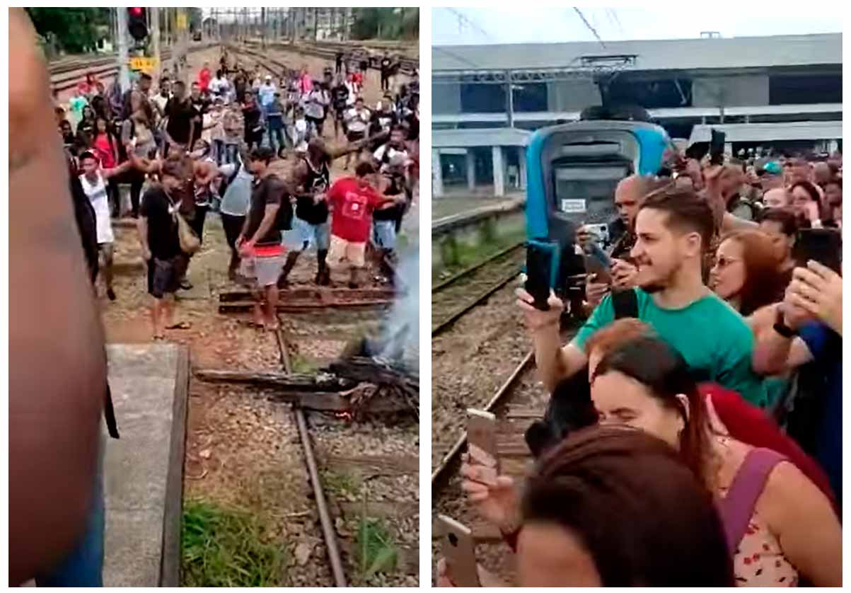 Vídeo: Atraso de trens causa revolta e protesto em linha férrea do Rio. Foto: Reprodução Youtube