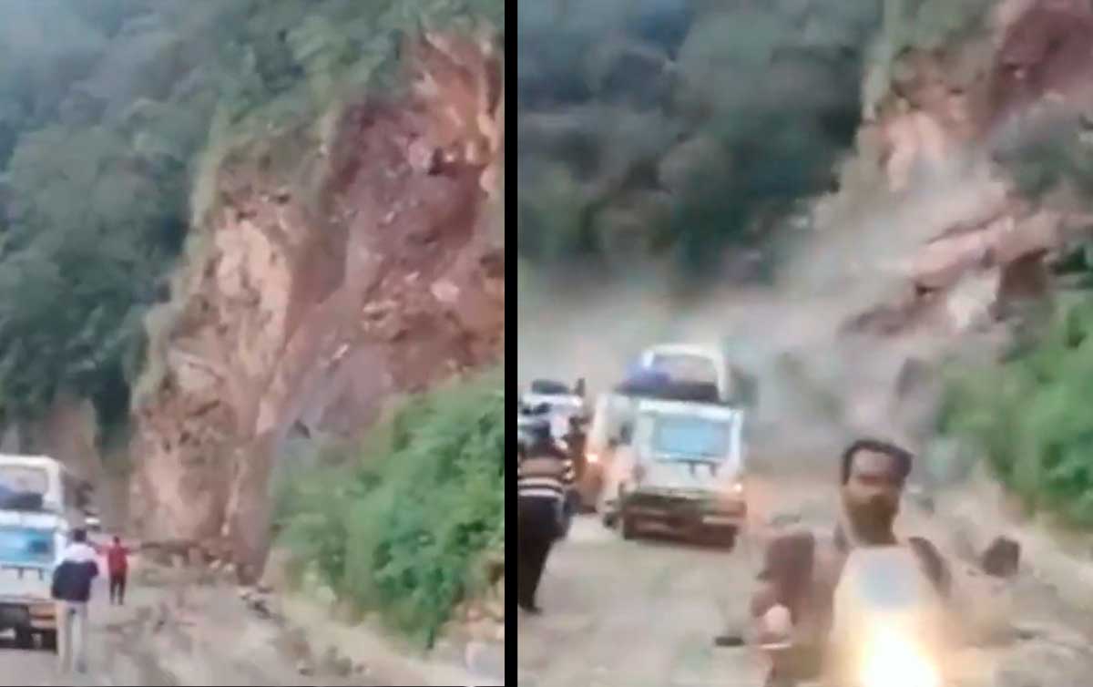 Vídeo: Motoristas fogem de deslizamento de terra gigante em estrada da Índia. Foto: Reprodução