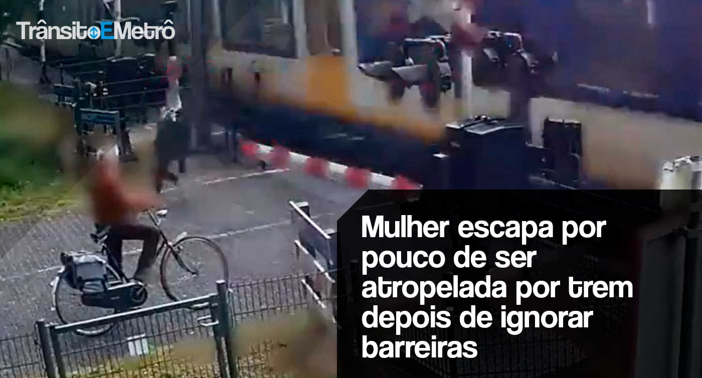 Vídeo: Mulher escapa por pouco de ser atropelada por trem depois de ignorar barreiras