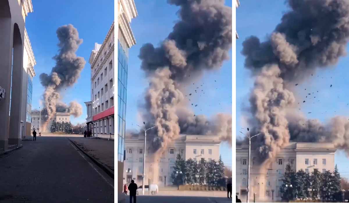 Vídeo: Grande explosão na Ucrânia após prédio ser atingido por míssil russo
