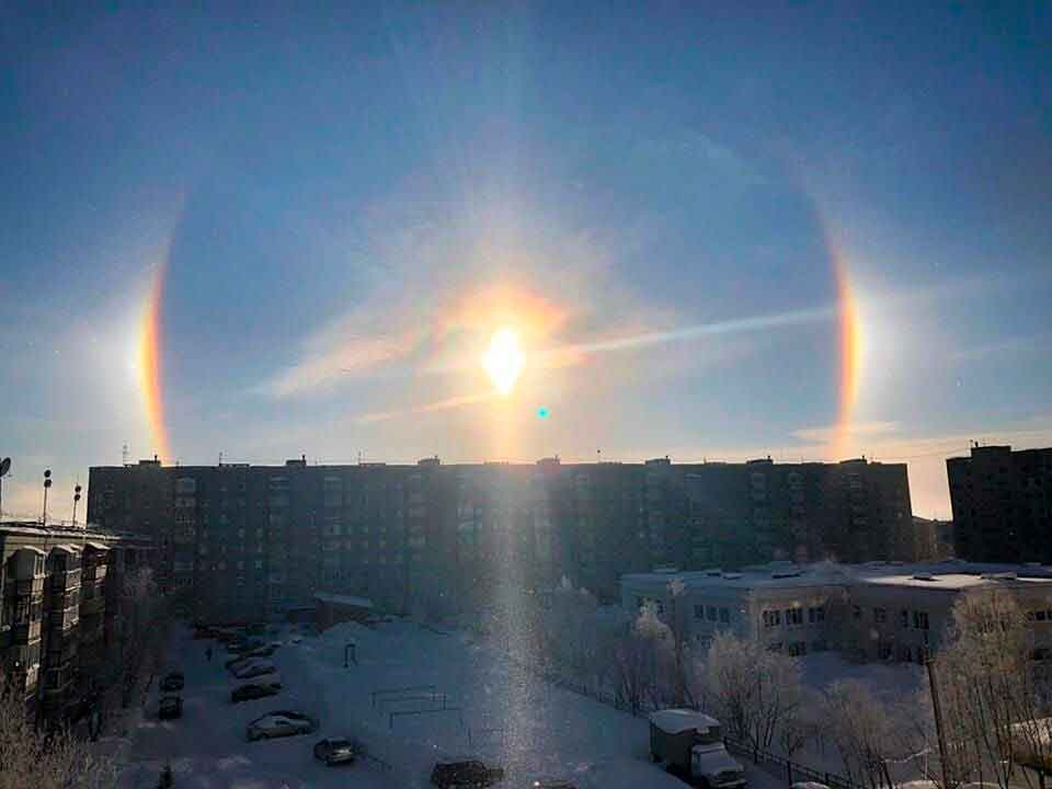 Os moradores de Moscou, capital da Rússia publicam nas redes sociais as imagens do efeito de halo. Foto: Reprodução Twitter