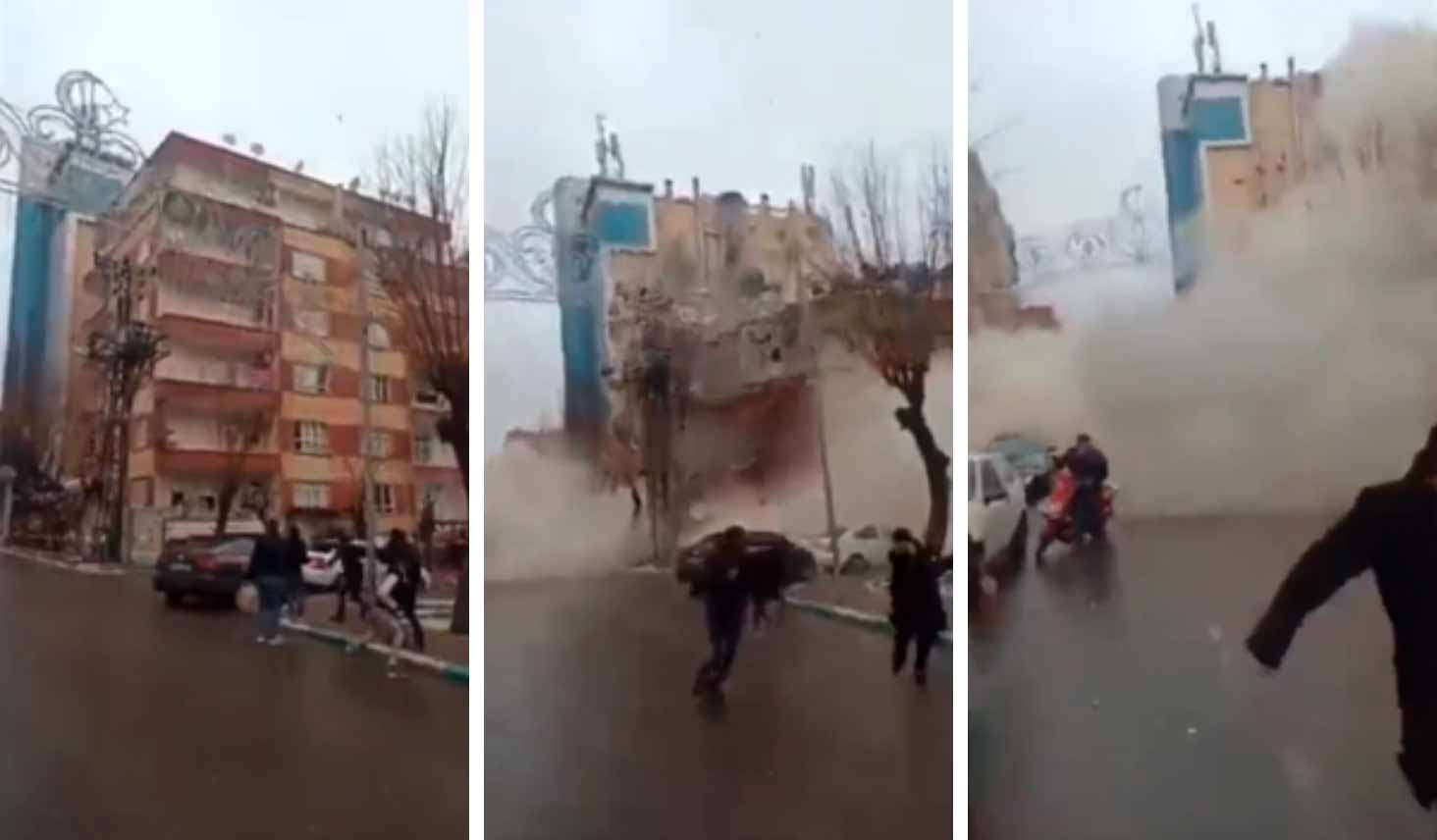 Vídeo chocante mostra momento em que prédio desaba após terremoto na Turquia