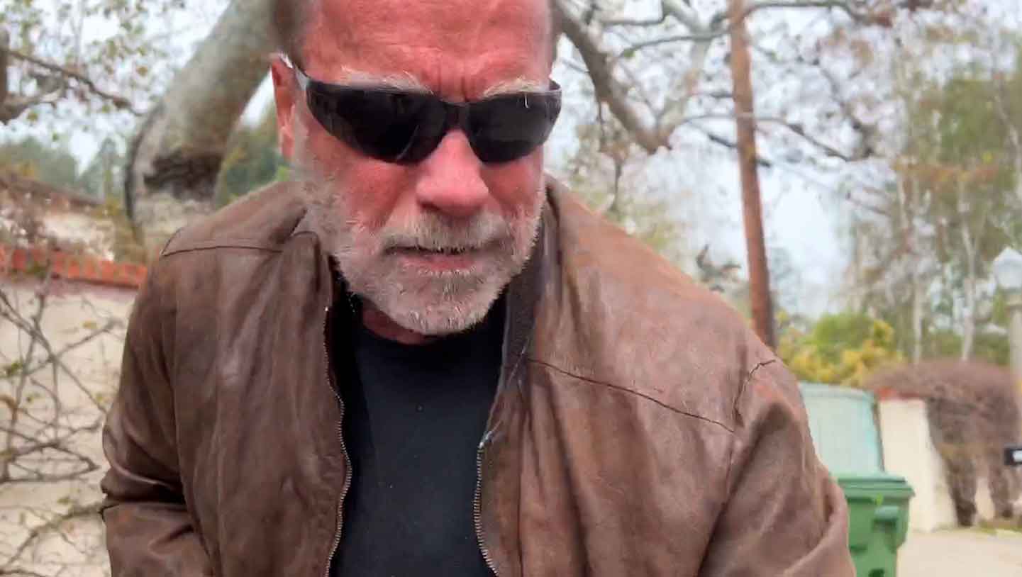 Arnold Schwarzenegger desiste de esperar as autoridades e tampa buraco na rua onde mora