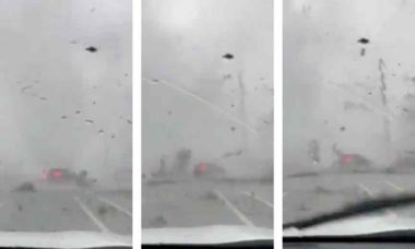 Vídeo mostra o momento em que carro é levantado no ar por tornado