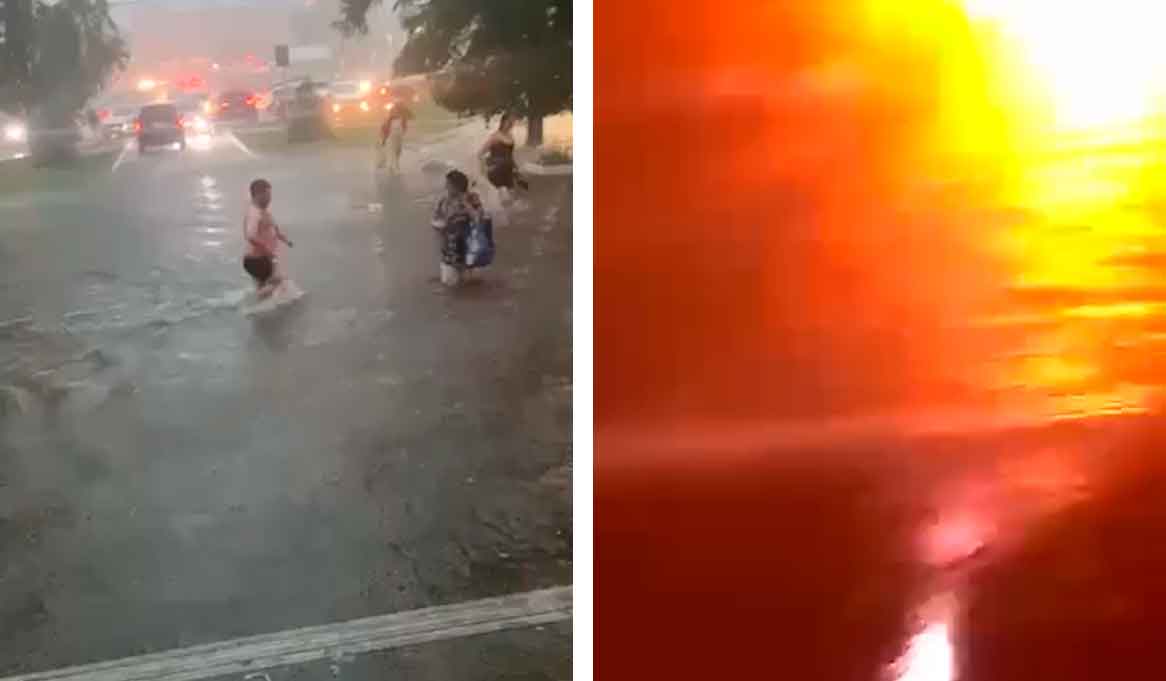 Stunning video shows lightning striking people seeking shelter from a storm