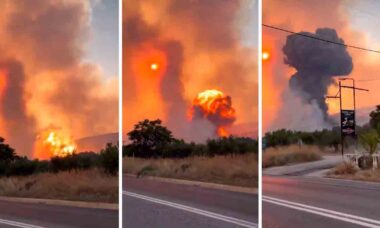 Vídeo mostra mega explosão de depósito de munições na Grécia. Foto: Reprodução Twitter