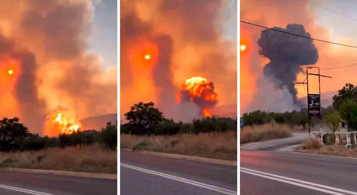 Video, Yunanistan'daki mühimmat deposundaki mega patlamayı gösteriyor. Fotoğraf: Twitter Reproduksiyonu