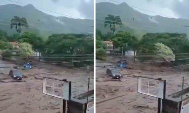 Vídeo: Fortes chuvas arrastam arvores e carros pelas ruas no Chile. Foto: Reprodução telegram