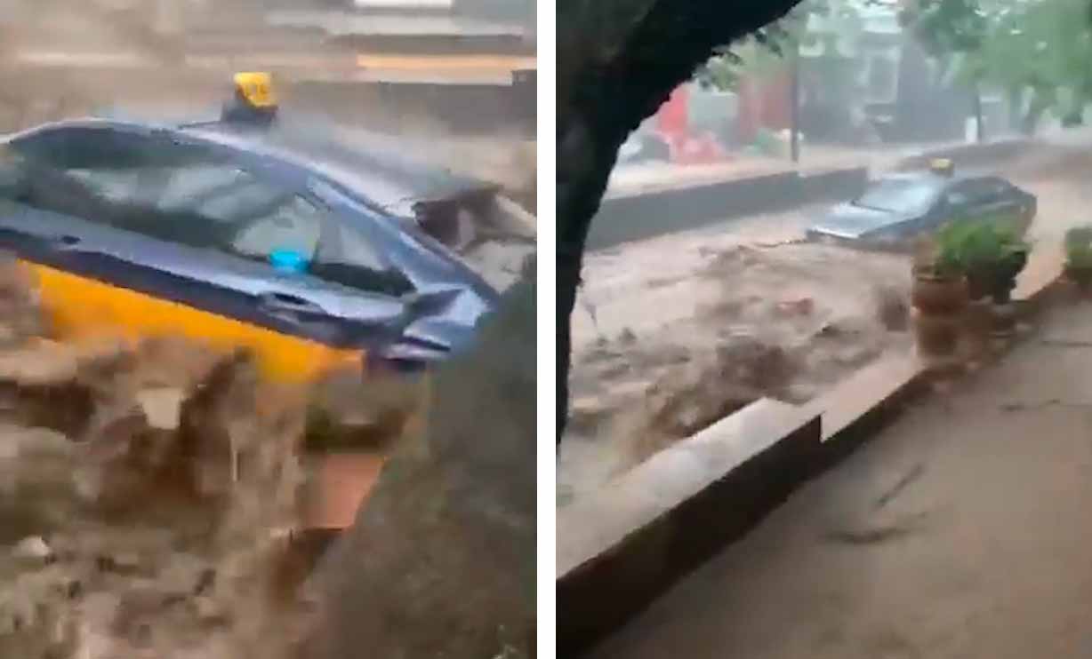 Biler blir dratt med av flommen i Kina. Bilder og videoer: Gjengivelse Telegram
