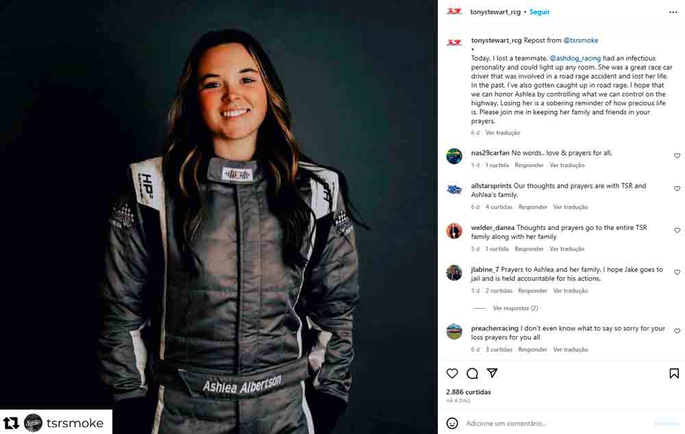 Piloto americana Ashlea Albertson morre em acidente de carro aos 24 anos. Foto: Reprodução Instagram