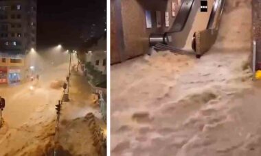 Vídeo: Ruas de Hong Kong alagadas devido às piores chuvas da história