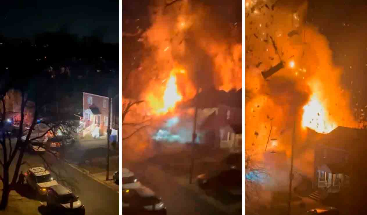 Video: Hus exploderar efter att polisen försöker gå in med en husrannsakan. Återgivning från Twitter @sentdefender