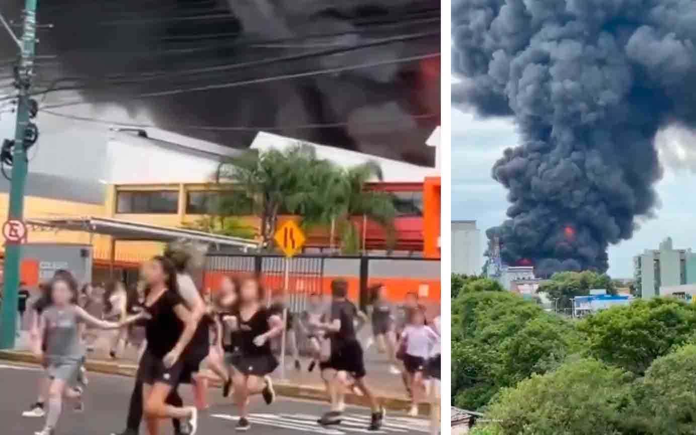 Video: Incendio gigantesco junto a la escuela Leonardo da Vinci en Canoas, Brasil. Fotos y videos: t.me/Disaster_News 