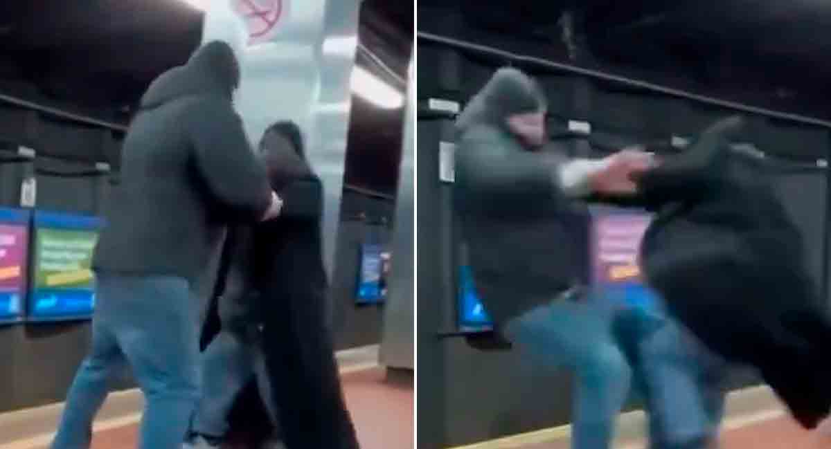 Video: Muž zemřel po pádu na koleje metra během rvačky. Foto a video: Reprodukce Twitter @vynts_tv