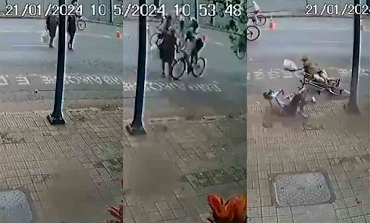 Vídeo: Mulher é atropelada por ciclista durante prova