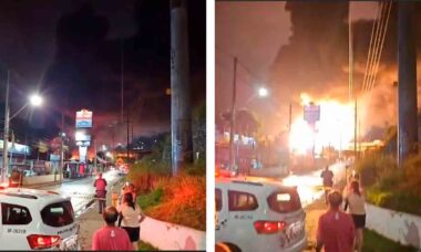 Fábrica de tintas explode em São Paulo no Brasil. Foto e vídeo: Instagram @santoandredepressao