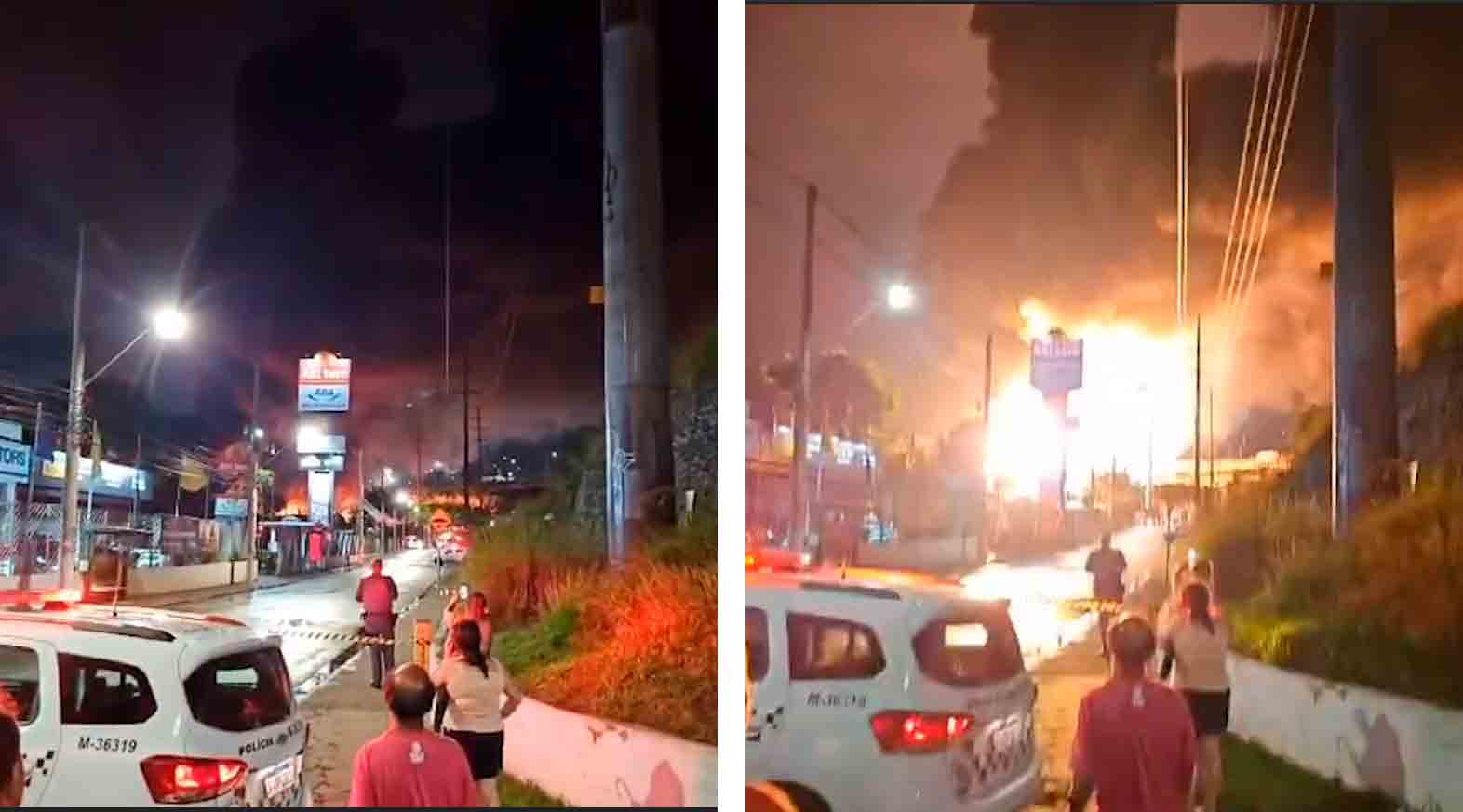 Usine de peinture explose à São Paulo, au Brésil. Photo et vidéo : Instagram @santoandredepressao