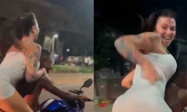 Cantora gera polêmica ao ser filmada em uma moto, sem capacete e em posição arriscada. Reprodução Twitter @mspbra