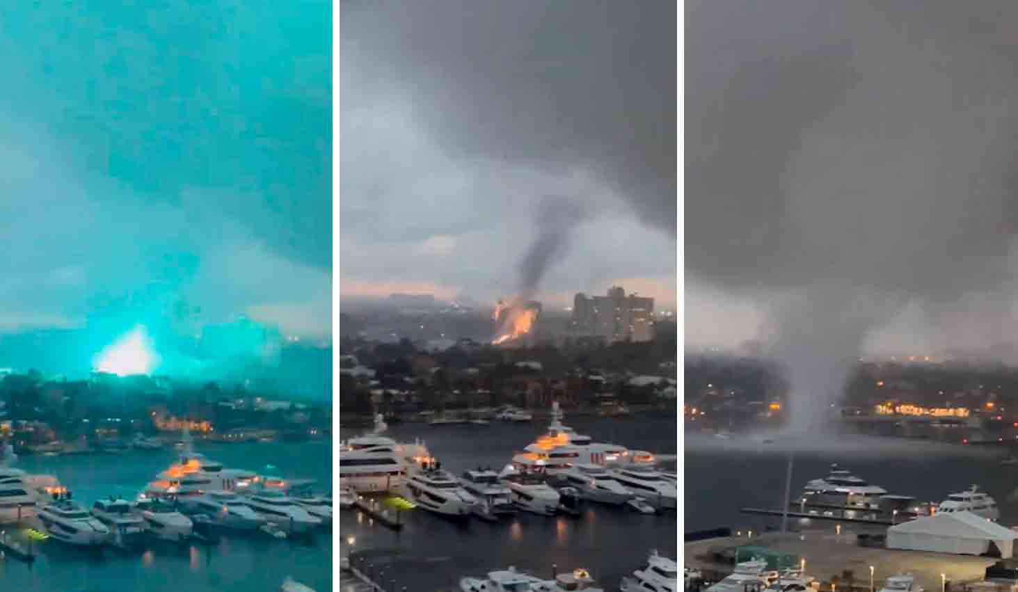 Video: Tornado causa destrucción en Fort Lauderdale, Florida, Estados Unidos. Fotos y vídeos: Twitter @DisasterTrackHQ