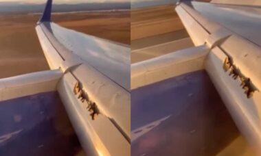 W szokującym nagraniu pasażer filmuje, jak skrzydło Boeinga rozpada się podczas lądowania awaryjnego. Zdjęcie: Reprodukcja Instagram @knclarke