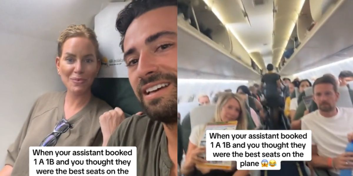 Una coppia in una situazione scomoda su un aereo diventa virale in un video su TikTok. Foto: Riproduzione TikTok @sergiocarrallo