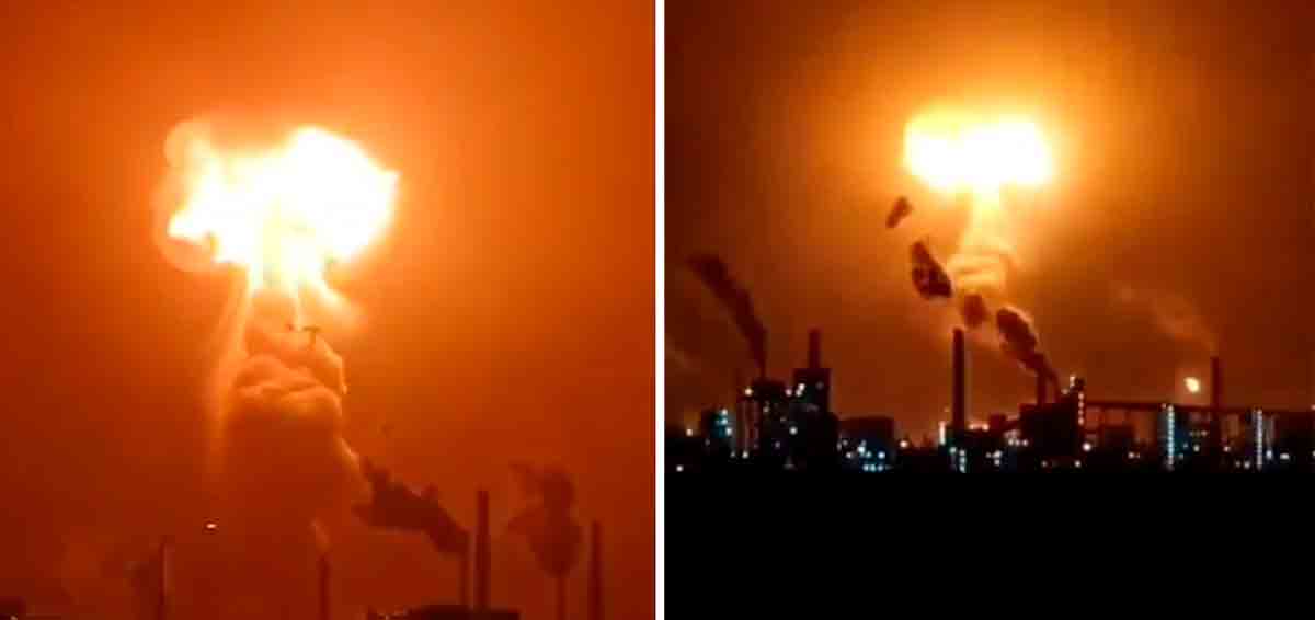 Video: Obrovský ohnivý míč vzniklý explozí v Číně. Foto a video: reprodukce Twitter @Top_Disaster