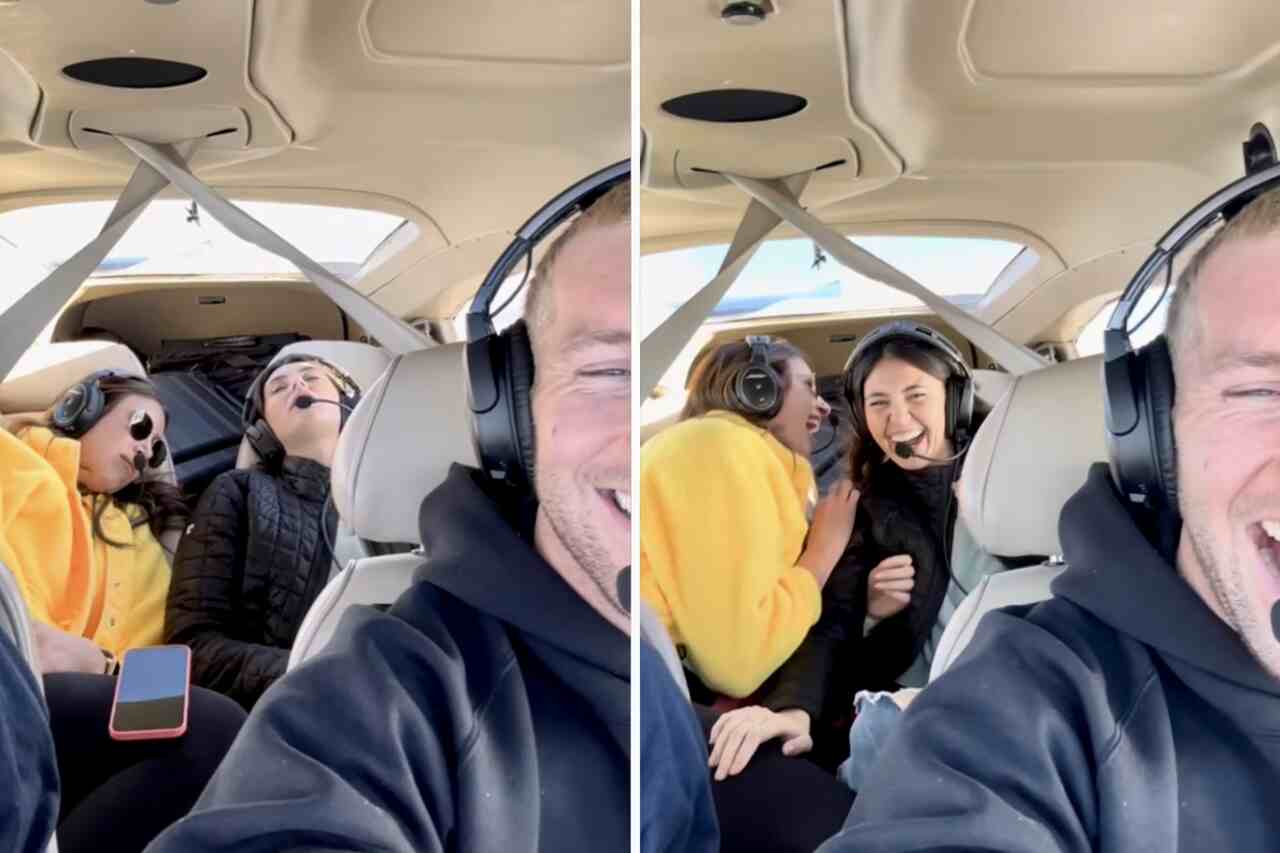 Pour simuler l'apesanteur, un pilote d'avion applique une farce à des passagères imprudentes. Photo : Reproduction Instagram