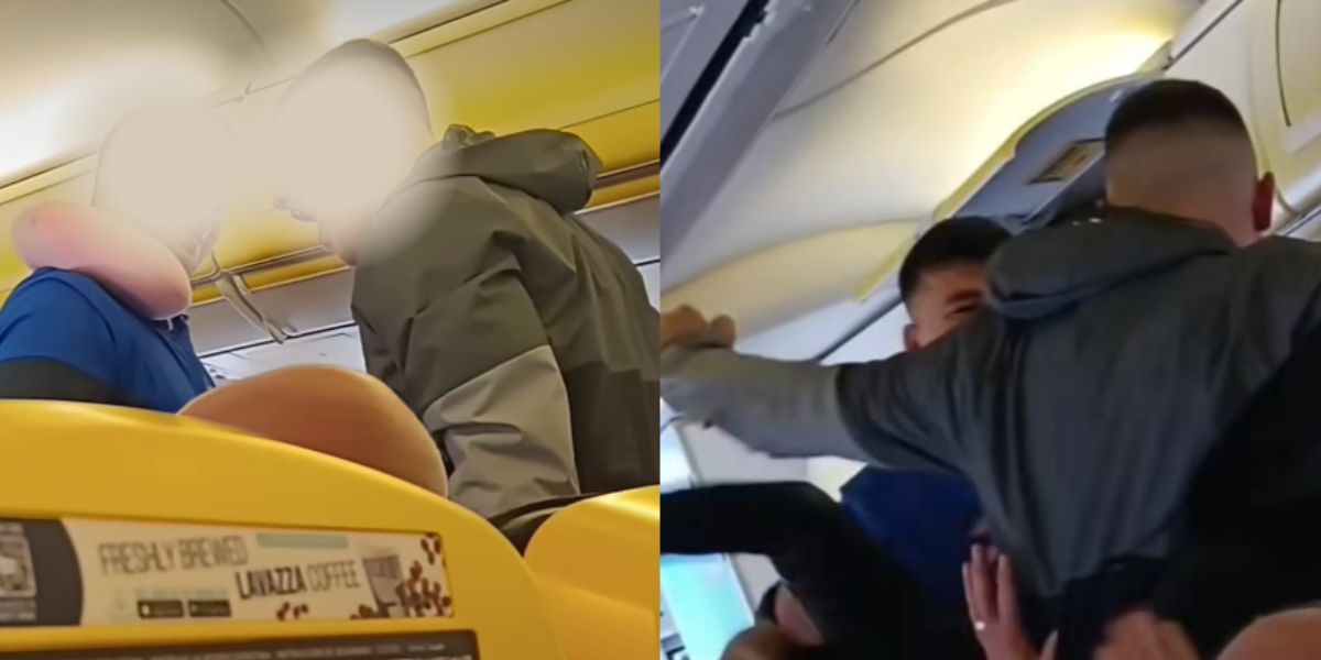 Napięta dyskusja podczas lotu zakłóciła życie pasażerów linii Ryanair. Zdjęcie: Reprodukcja Facebook @twotaboo4you