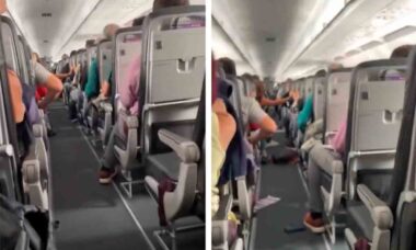 Vídeo: fortes turbulências em voo da Sky Airlines causam tensão entre passageiros. Reprodução Twitter @TuiteroSismico