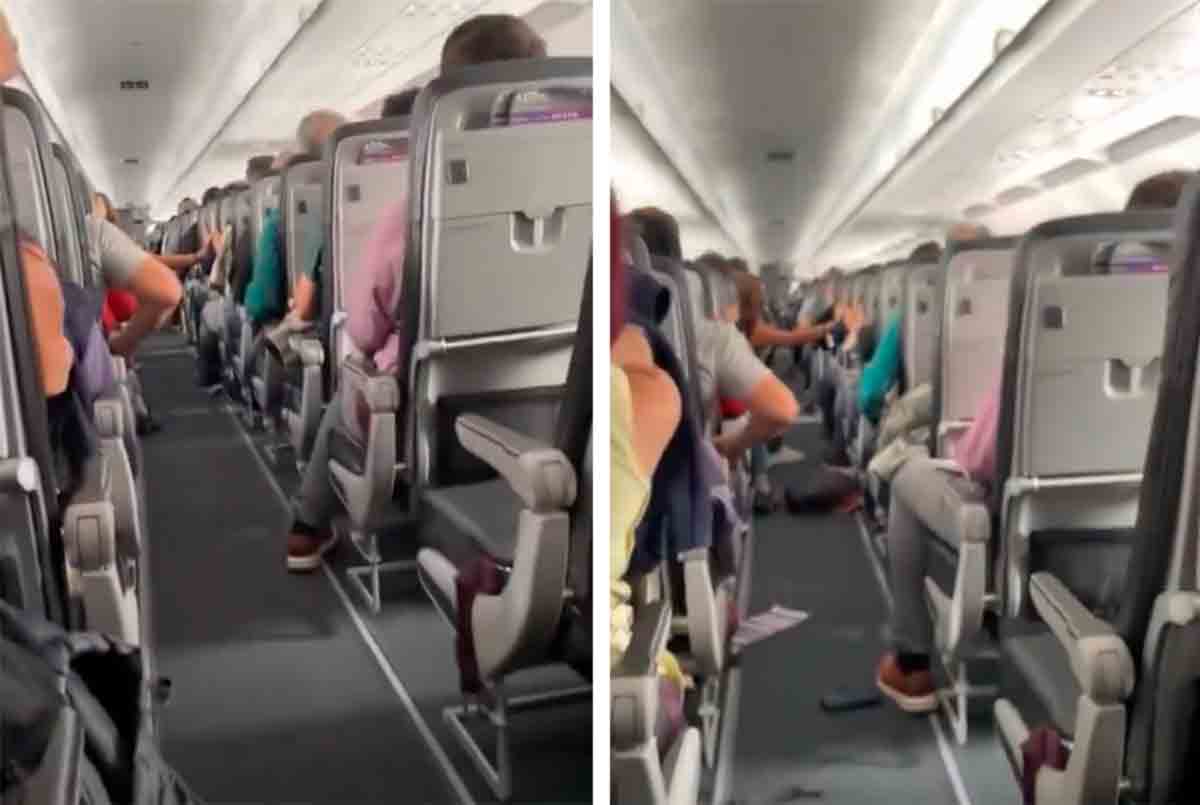 Video: Starke Turbulenzen an Bord eines Sky Airlines-Fluges verursachen Spannungen unter den Passagieren. Wiedergabe Twitter @TuiteroSismico
