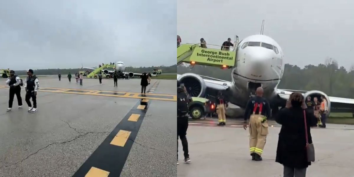 Vlucht van United Airlines wijkt af van de baan naar het gras en dwingt evacuatie van passagiers in de VS