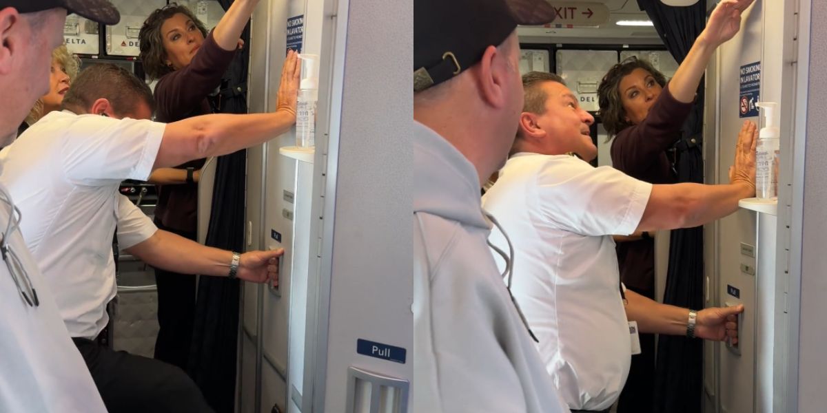 Vídeo tenso: homem é libertado depois de passar 35 minutos preso no banheiro de avião