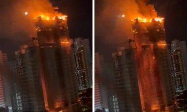Incêndio de Grandes Proporções Atinge Edifício no Brasil. Fotos e vídeos: Reprodução Twitter @mspbra / @FGlobais1