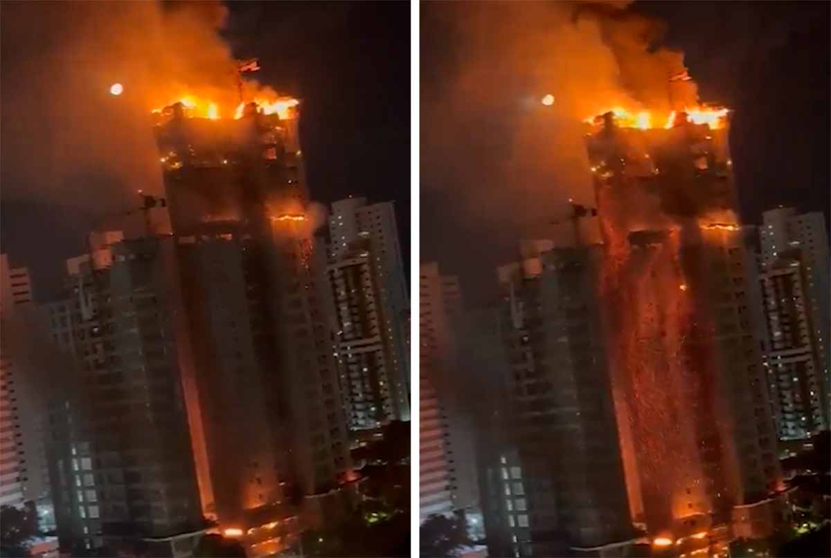 Incendio di Vaste Proporzioni Colpisce un Edificio in Brasile. Foto e video: Riproduzione Twitter @mspbra, @FGlobais1