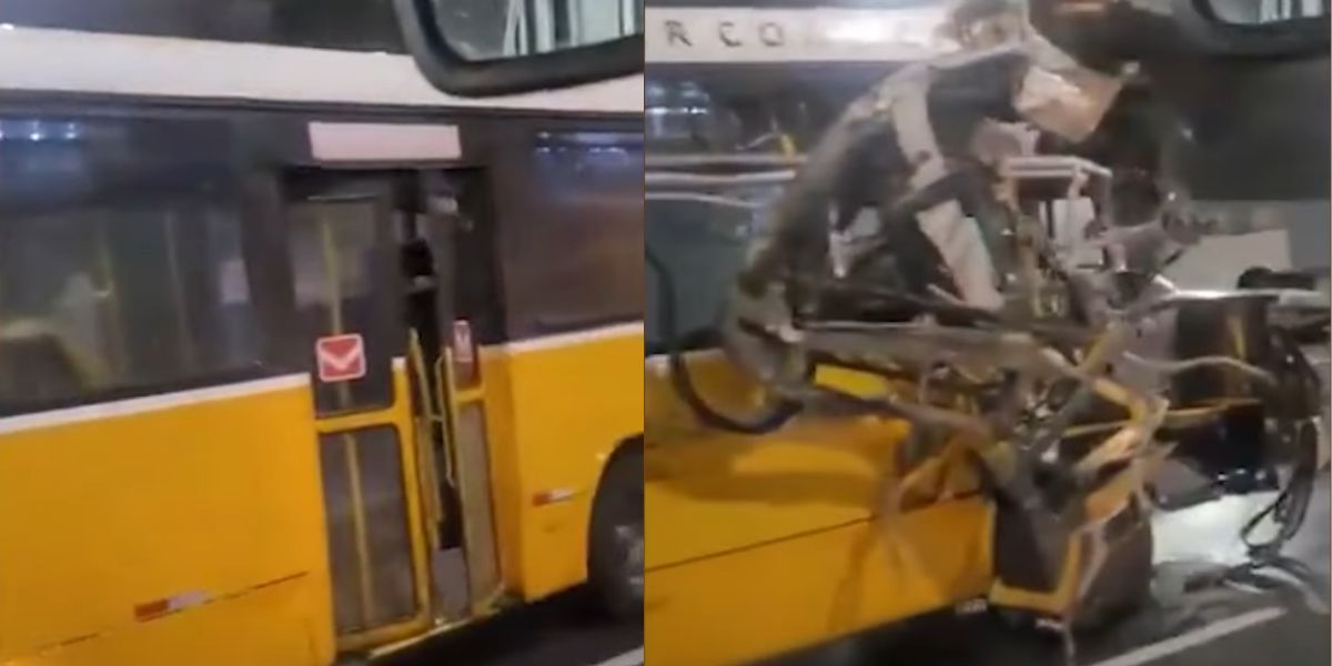 “Autobus widmo” szokuje internet, poruszając się z całkowicie zniszczonym przodem po ulicach Brazylii