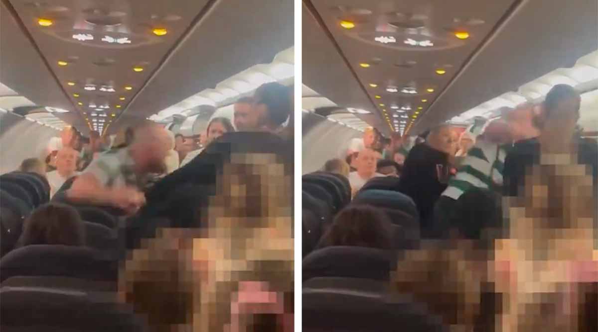 動画：乗客がEasyJetのフライトで大乱闘を引き起こし、警察官を殴る。写真と動画：Twitter @HavaSosyalMedya.