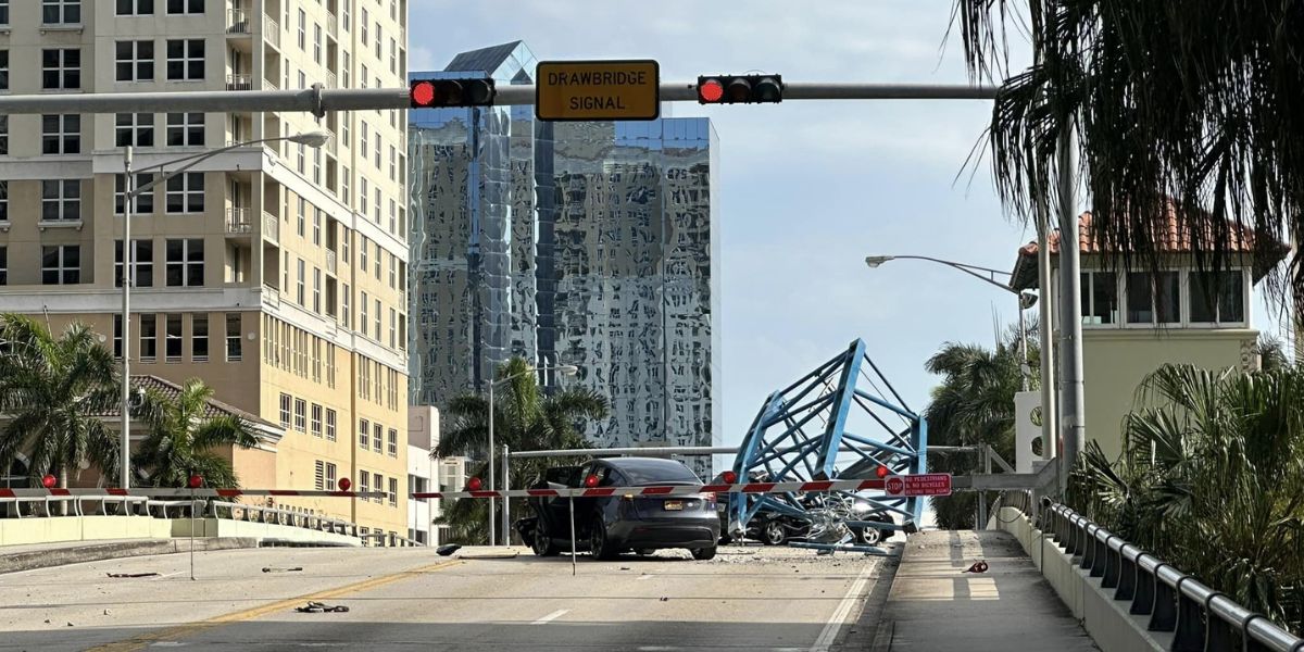 Parte de guindaste cai sobre ponte na Flórida, mata um trabalhador e deixa dois feridos