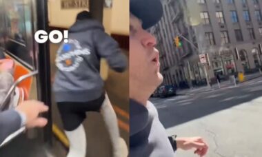 In New York probeert een TikToker sneller te rennen dan de metro in een viraal video. Foto: Reproductie TikTok @swartzcenter