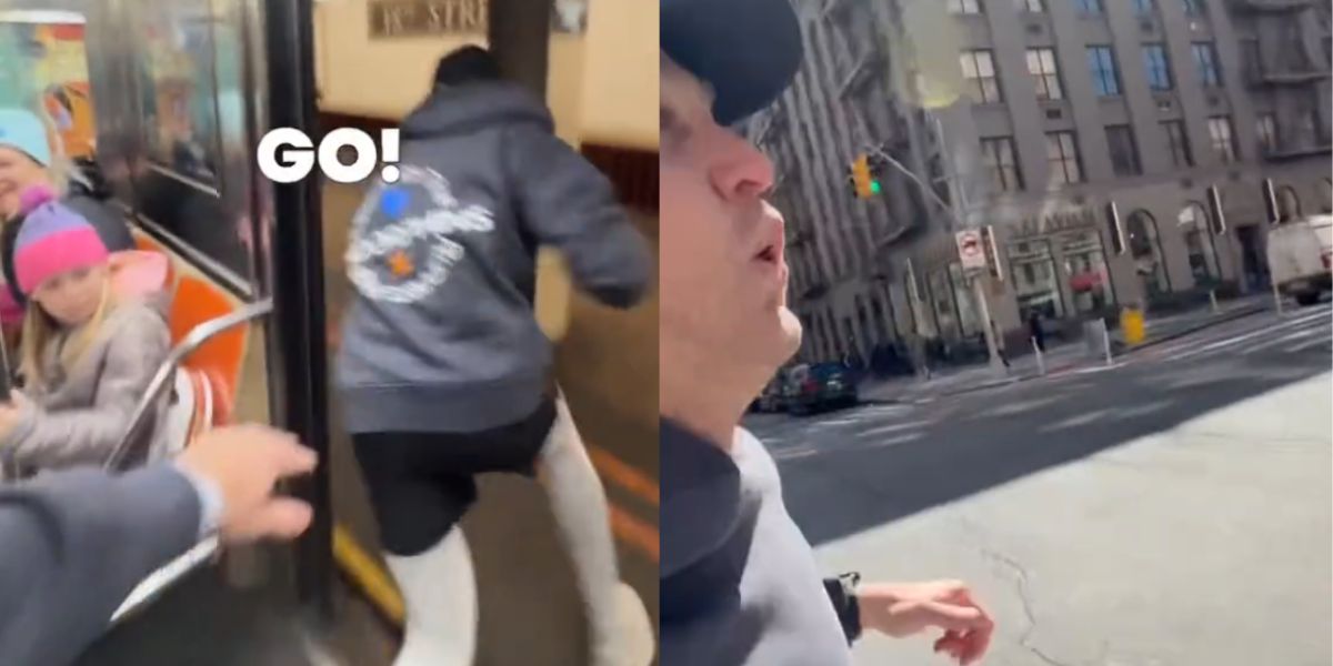 A New York, un TikToker cerca di correre più velocemente della metropolitana in un video virale. Foto: Riproduzione TikTok @swartzcenter