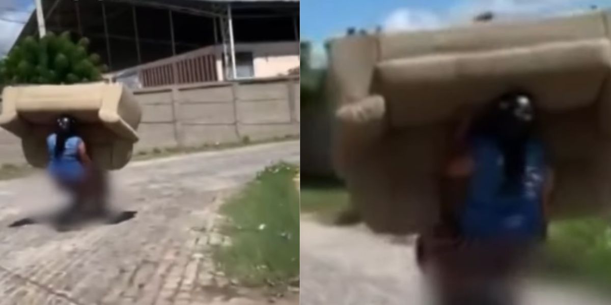 Vidéo bizarre : Un motocycliste est surpris au Brésil transportant un canapé avec une femme
