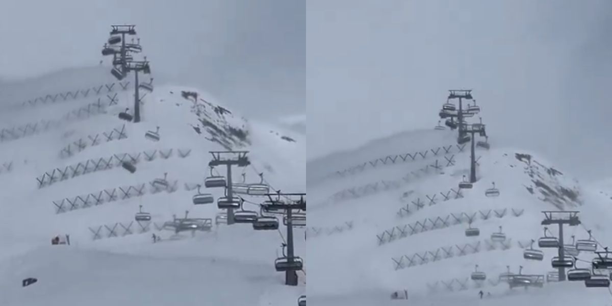 Vídeo assustador: esquiërs hangen vast in skiliften nadat ze zijn geraakt door winden van meer dan 95km/h in Italië