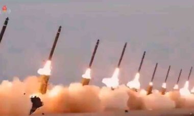 Video: North Korea Launches Barrage of 18 KN-25 Missiles. Photo and video: Twitter @visegrad24