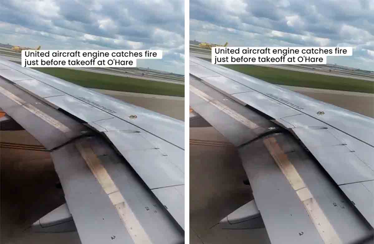 影片：芝加哥機場飛機引擎起火。照片及影片來源：Twitter @JacdecNew / fl360aero 
