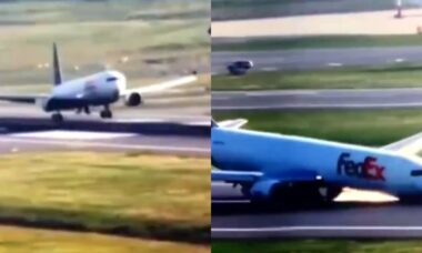 Vídeo: Parte da frente de um Boeing 767 arrasta na pista do Aeroporto de Istambul