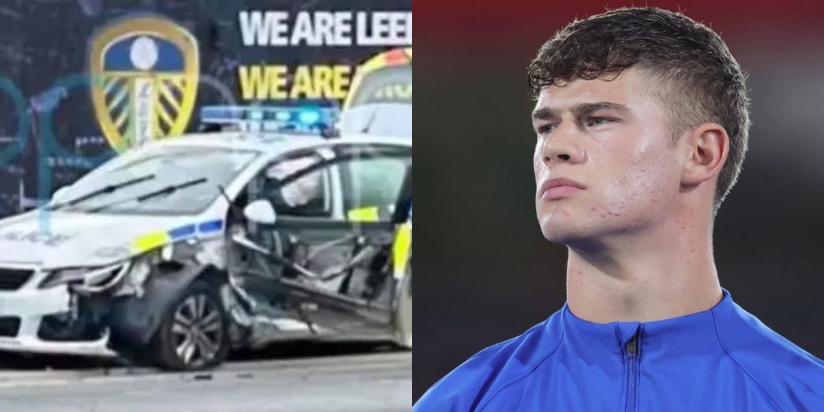 Engelsk fotbollsspelare råkar ut för en olycka och kraschar en Land Rover värd 76 000 $ in i en polisbil före matchen