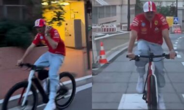 Charles Leclerc é visto andando de bicicleta casualmente depois de ganhar o Grand Prix de Mônaco de F1